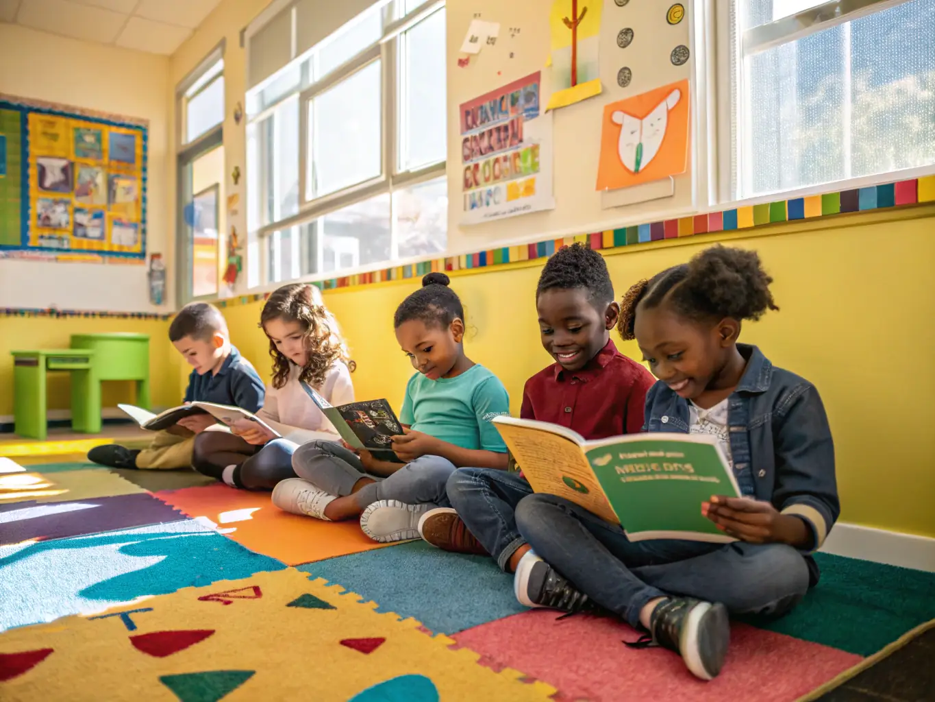 A heartwarming image of young children engaged in a storytelling session at the Samuel Lithgow Youth Centre, highlighting the centre's commitment to early childhood development and literacy.